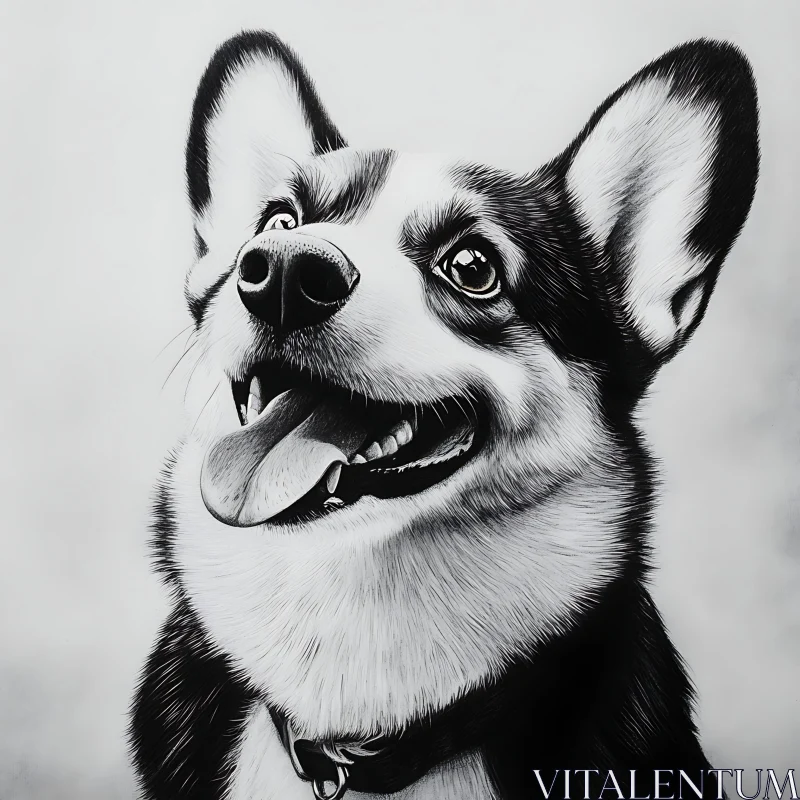 Black and White Dog Portrait AI Image