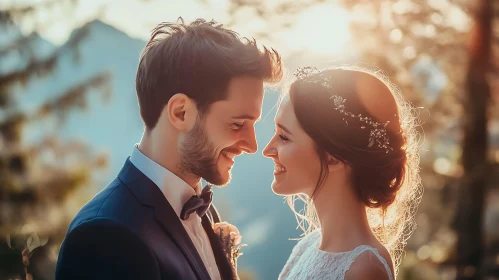 Newlyweds in Golden Light