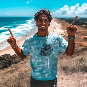 Smiling Man on Beach Dune