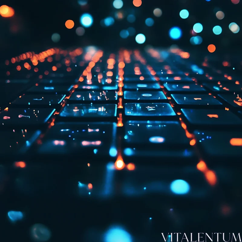 Illuminated Keyboard Close-Up AI Image