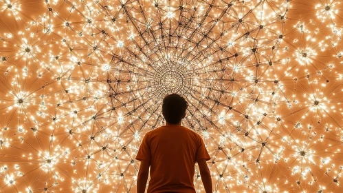 Man Staring at Glowing Geometry