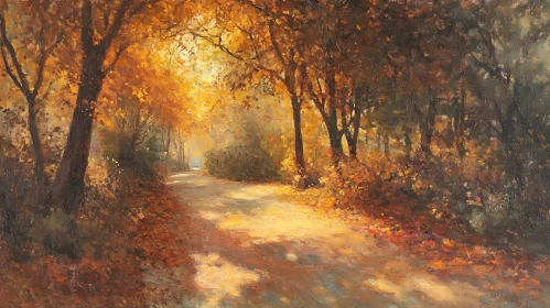 Autumn Forest Path in Sunlight