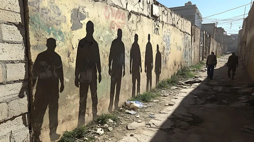 Urban Shadows: Alleyway Silhouette Display