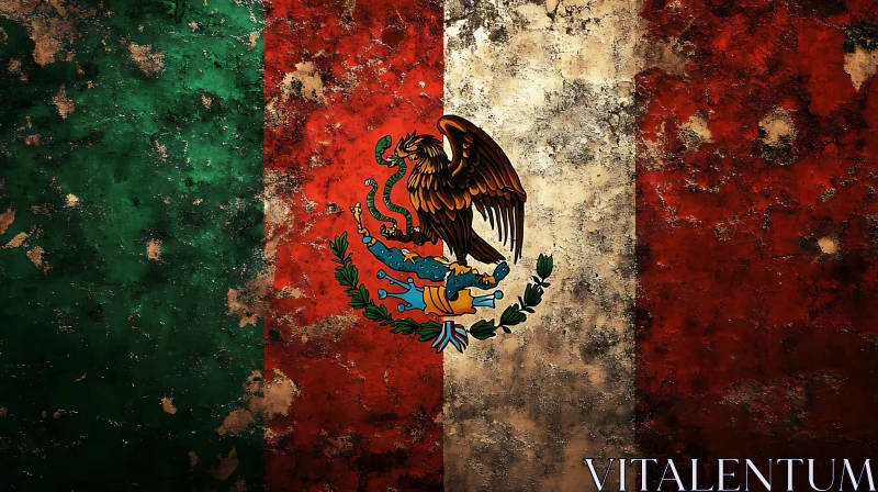 AI ART Textured Mexico Flag with National Emblem