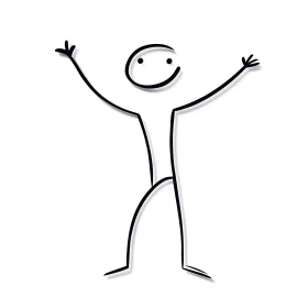 Minimalist Stick Figure Happiness Art