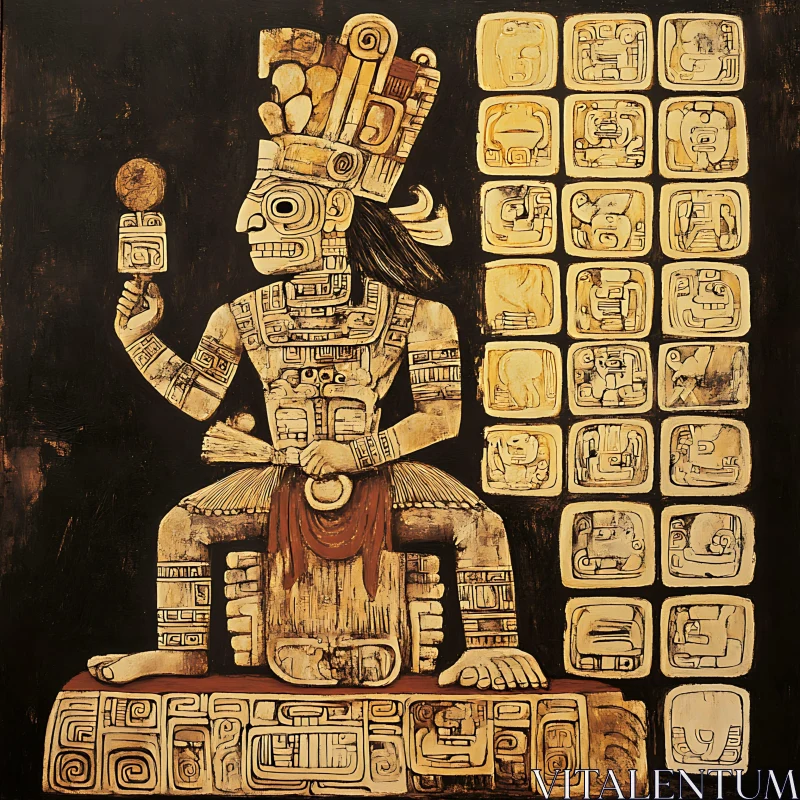 Ancient Mayan Figure Artwork AI Image