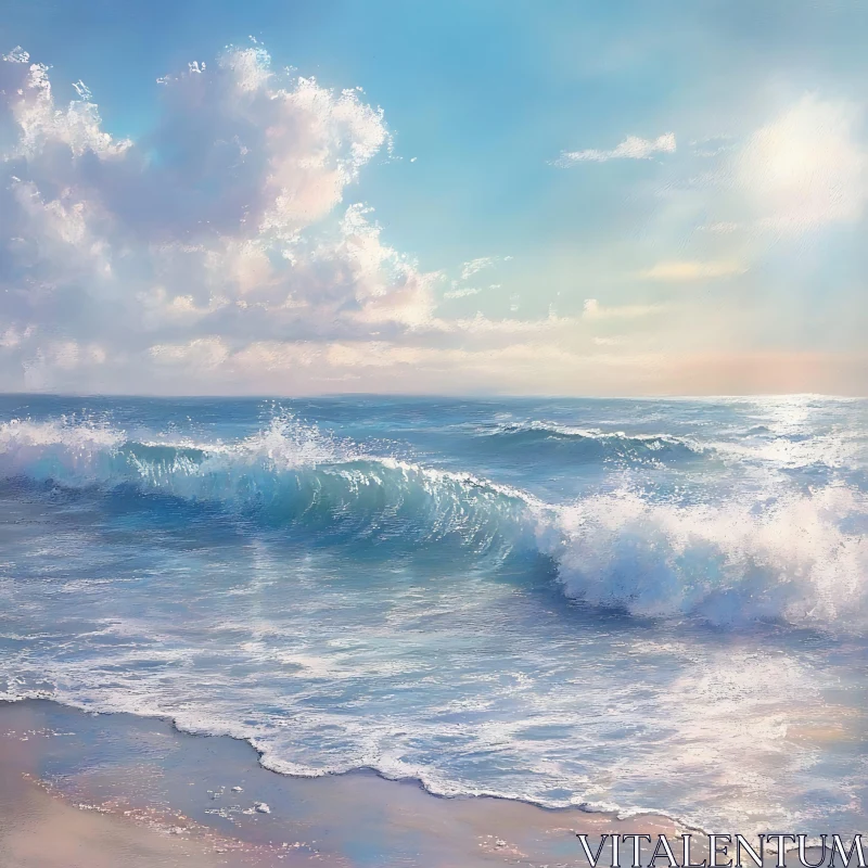 Calm Seascape with Gentle Waves AI Image