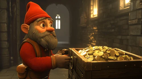 Gnome guarding his treasure