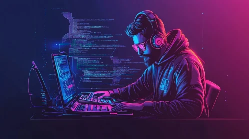 Cyberpunk Programmer at Work