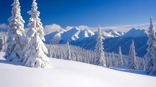 Snowy Mountains and Forest Landscape