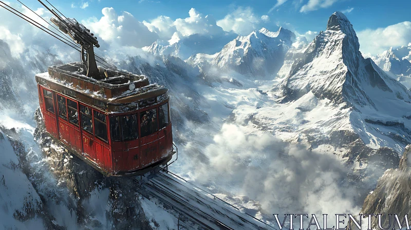 Mountain Cable Car Journey AI Image