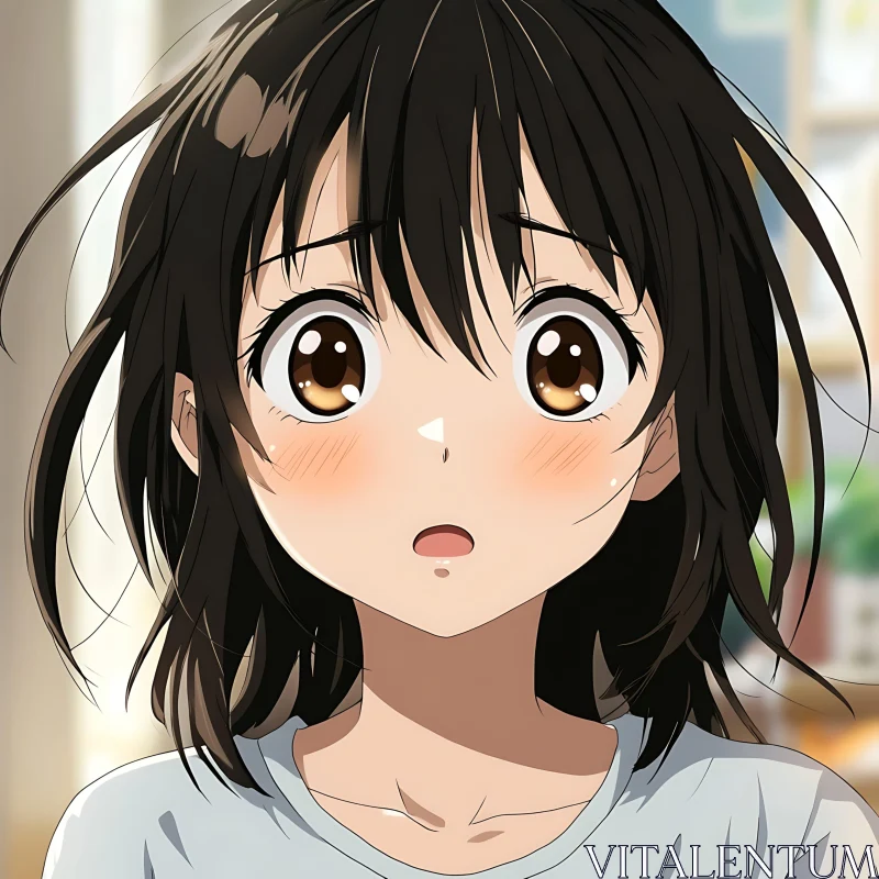 Anime Portrait with Surprised Expression AI Image