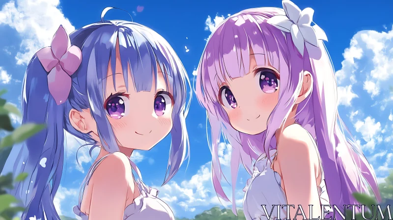 Anime Duo in Nature AI Image