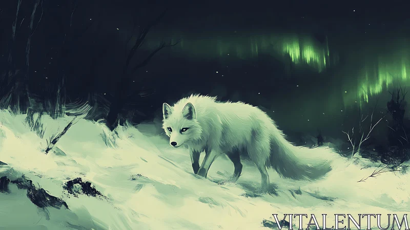 AI ART Arctic Fox in Snowy Landscape