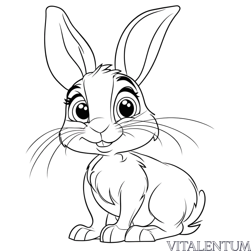 Cute Bunny Line Art AI Image