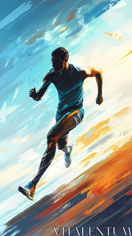 Captivating Runner Silhouette in Motion AI Image