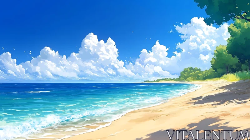 AI ART Seaside Tranquility Under Azure Skies