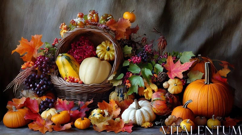 Seasonal Bounty: A Thanksgiving Still Life AI Image