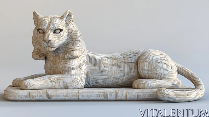 Geometric Patterned Cat Statue AI Image