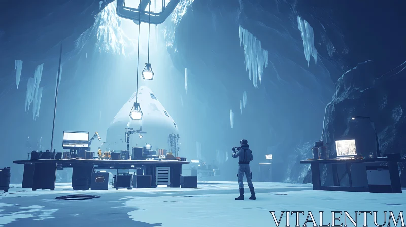 Icy Cave Research Facility AI Image