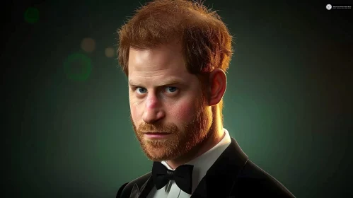 Regal Portrait of Prince Harry in Formal Attire