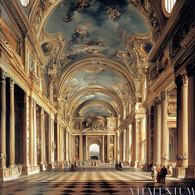 AI ART Architectural Marvel: Grand Hall Interior View