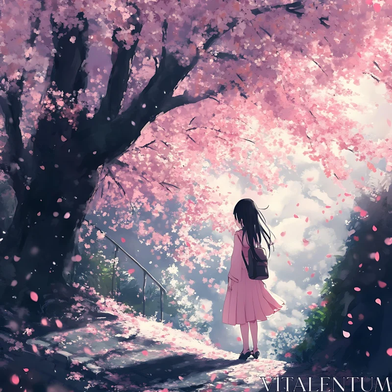 Serene Cherry Blossom Anime Art AI Image