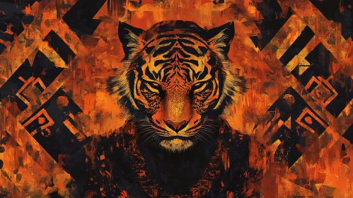 Modern Geometric Tiger Art