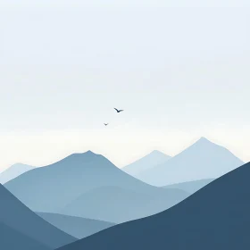 Blue Mountain Layers Minimalist Art