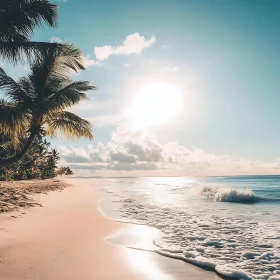 Coastal Paradise: Palm Trees and Gentle Waves