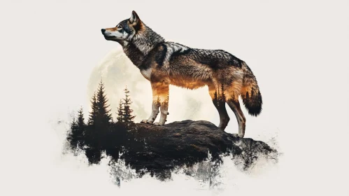 Wolf and Nature Dual Imagery