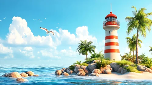 Tropical Island Lighthouse Seascape