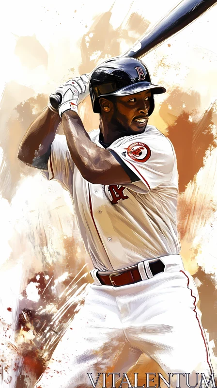 AI ART Dynamic Digital Art of a Baseball Player in Action  AI Generated Image