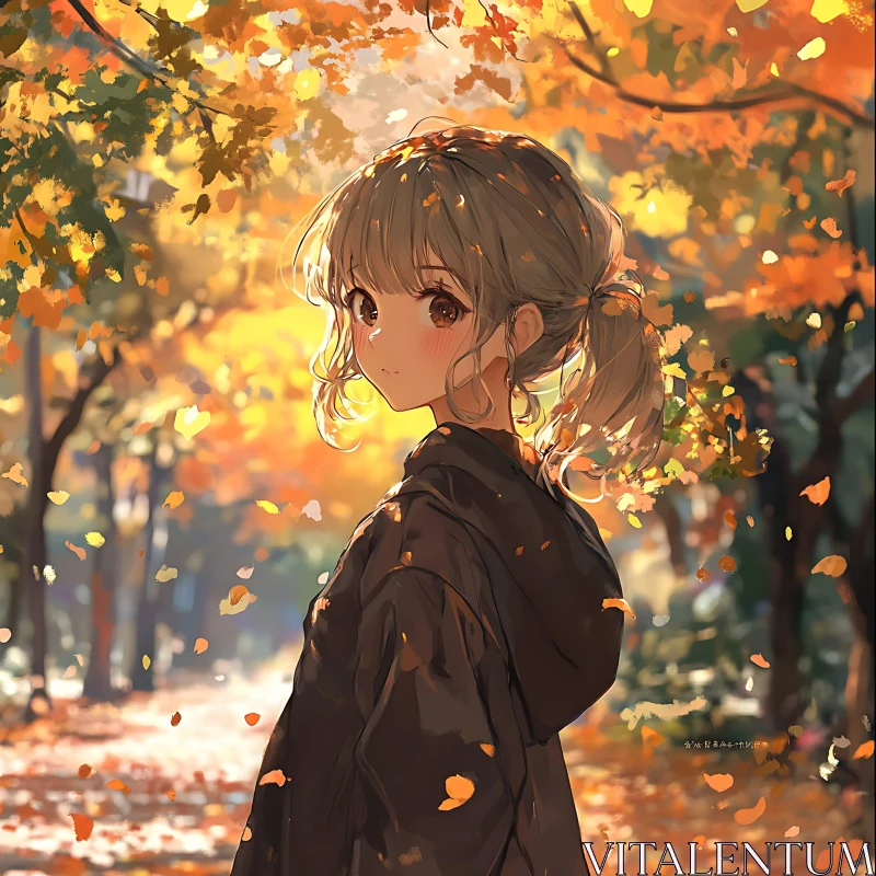 Autumnal Anime Portrait AI Image