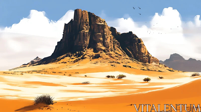 AI ART Desert Mountain Vista Painting