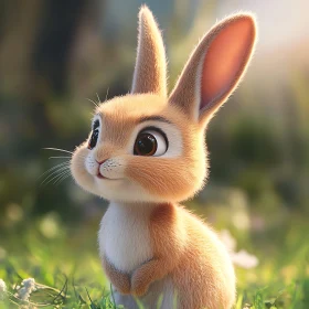 Cute Rabbit in a Field of Flowers
