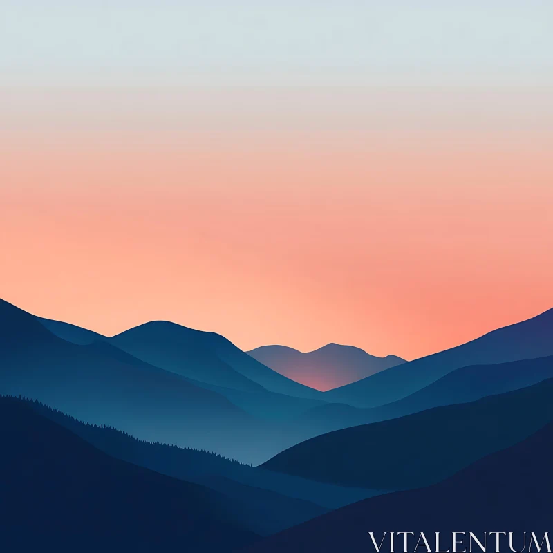 AI ART Layered Mountains at Dusk