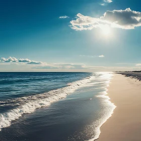 Seascape with Waves and Sunny Sky