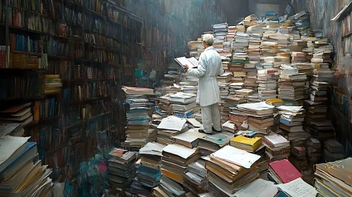 Towering Books in a Vast Library