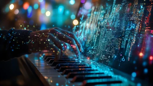 Piano Keys and Digital Light Show