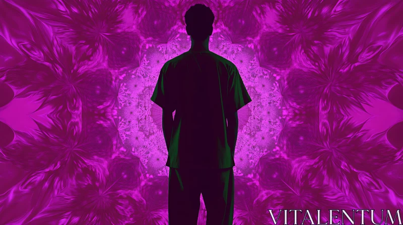 AI ART Abstract Silhouette with Floral Background