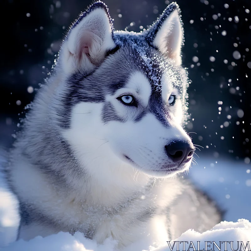 AI ART Snow-Kissed Husky Portrait