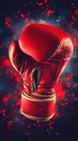 Red Boxing Glove in Action-Packed Splatter Background AI Generated Image