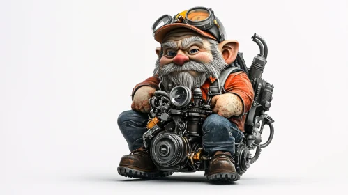 Gnome Engineer with Steampunk Machine