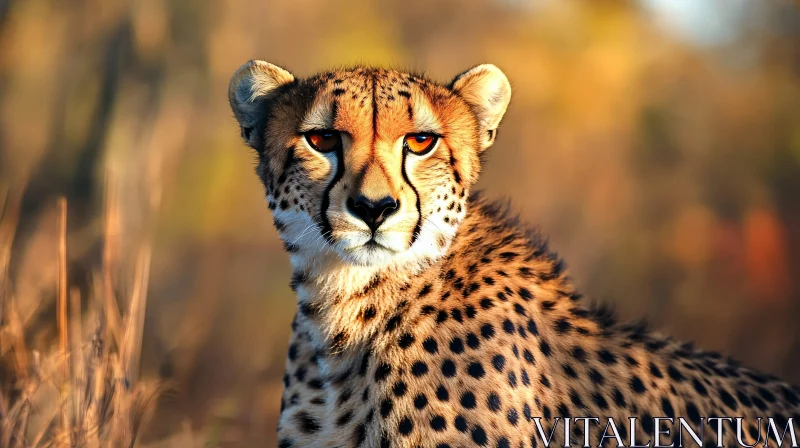 Golden Cheetah Stare: Wildlife Portrait AI Image