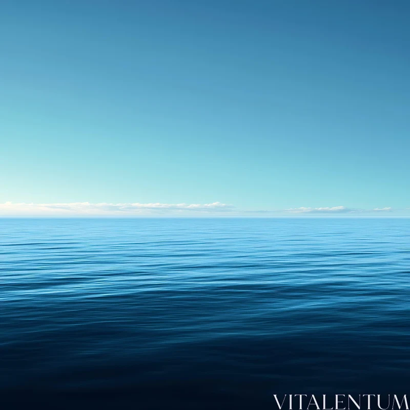 Calm Ocean View with Clear Horizon AI Image