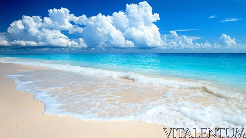 Seascape with Azure Water and White Clouds AI Image