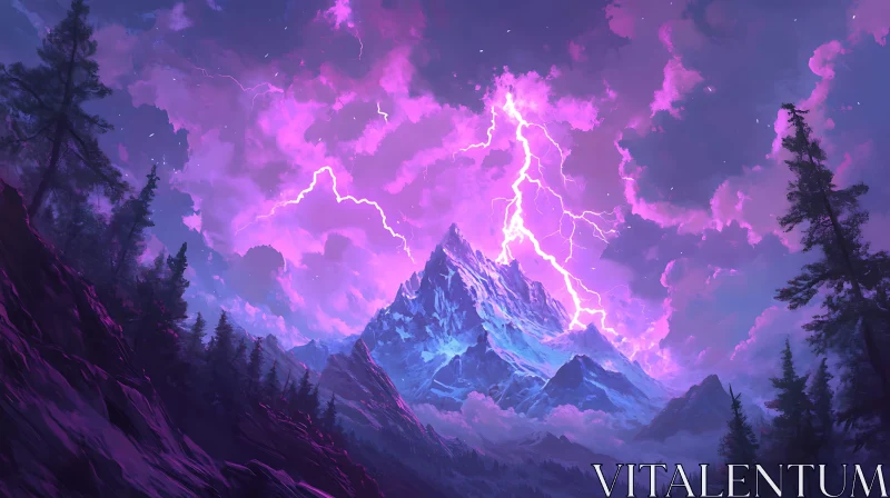 AI ART Ethereal Mountain Lightning Art