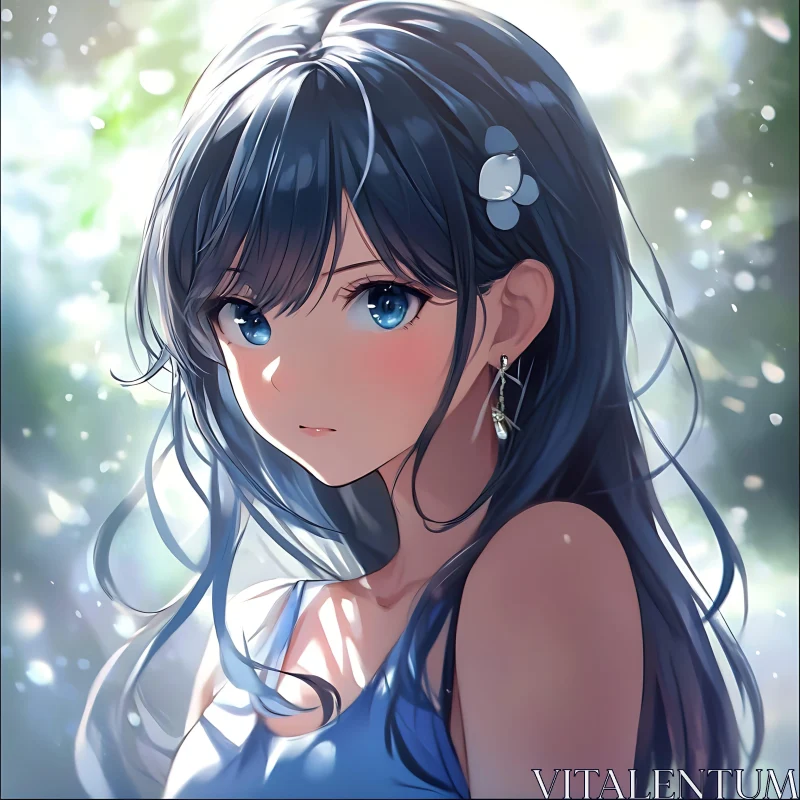 AI ART Blue-Haired Anime Girl in Digital Artwork