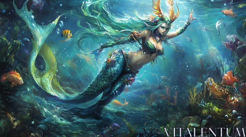 Mystical Mermaid of Underwater Realm AI Image